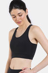 Zelocity Medium Impact Quick Dry Sports Bra with Removable Padding - Jet Black — thumbnail 3